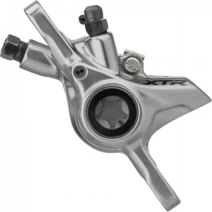 Калипер SHIMANO XTR M9100, гидравлика, POST MOUNT, металлическая колодка K04Ti, без адаптера, IBRM9100MPMX