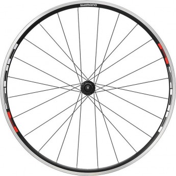 Колесо переднее SHIMANO R501, 28", клинчер, плоские спицы, с ободной лентой, черный