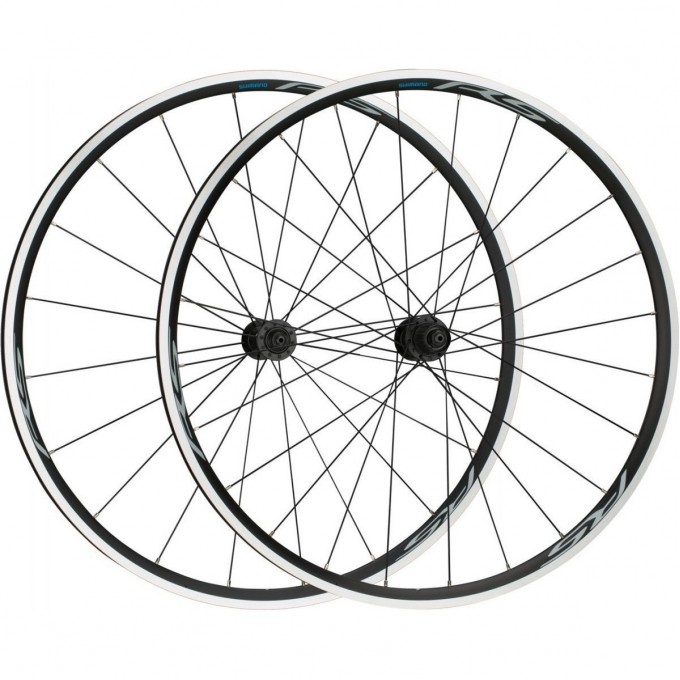 Комплект колес SHIMANO, RS100, 28", переднее и заднее для 10-11 скоростей, клинчер, OLD 100/130 мм, с оободными лентами, черный EWHRS100FRCB